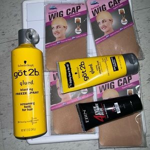 Hair glues and wig cups